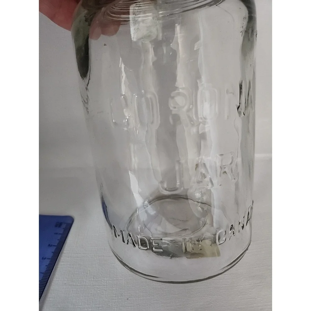 Vintage Corona Jar Made in Canada Clear Glass Antique‎ Canning Jar with Zinc Lid
